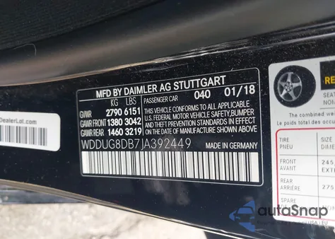 2018 Mercedes-Benz S 560 from USA, damaged, VIN WDDUG8DB7JA392449